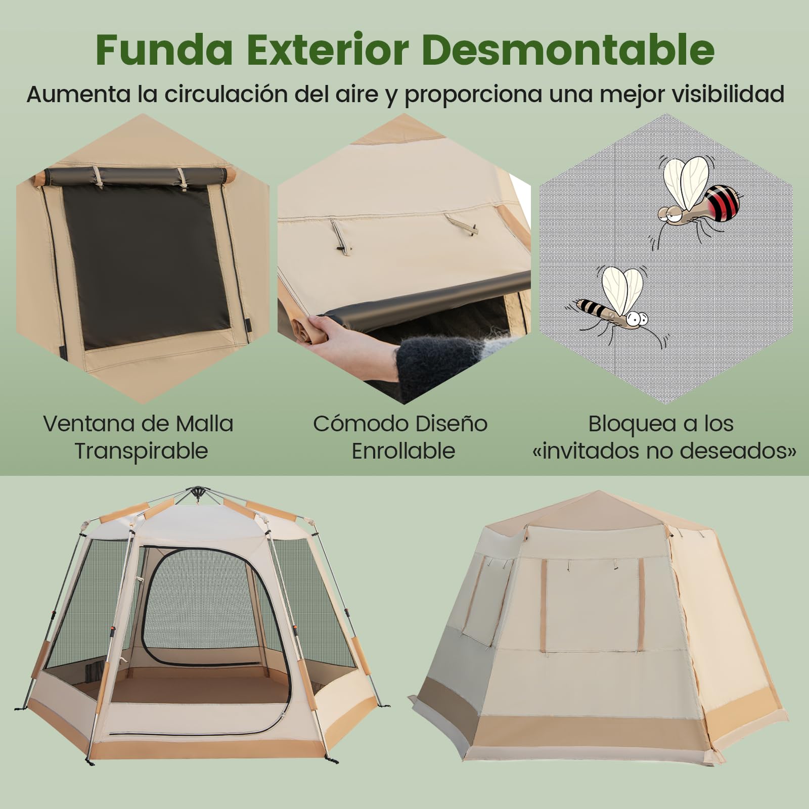 GOPLUS Carpa de Campamento Pop-up con Soporte Automático | Tienda Familiar para 4-6 Personas con Tela Resistente al Sol y la Lluvia, Bolsa de Transporte