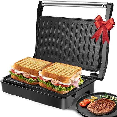 Miniatura 6 de Aigostar Máquina de gofres belga gruesa de 1.2 pulgadas, 8 pulgadas con superficie antiadherente, máquina de sándwiches de prensa Panini, parrilla