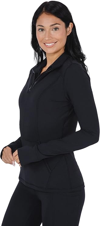 Yogalicious Half Zip Lightweight Workout Long Sleeve Athletic Jacket with Front Pockets and Thumbholes