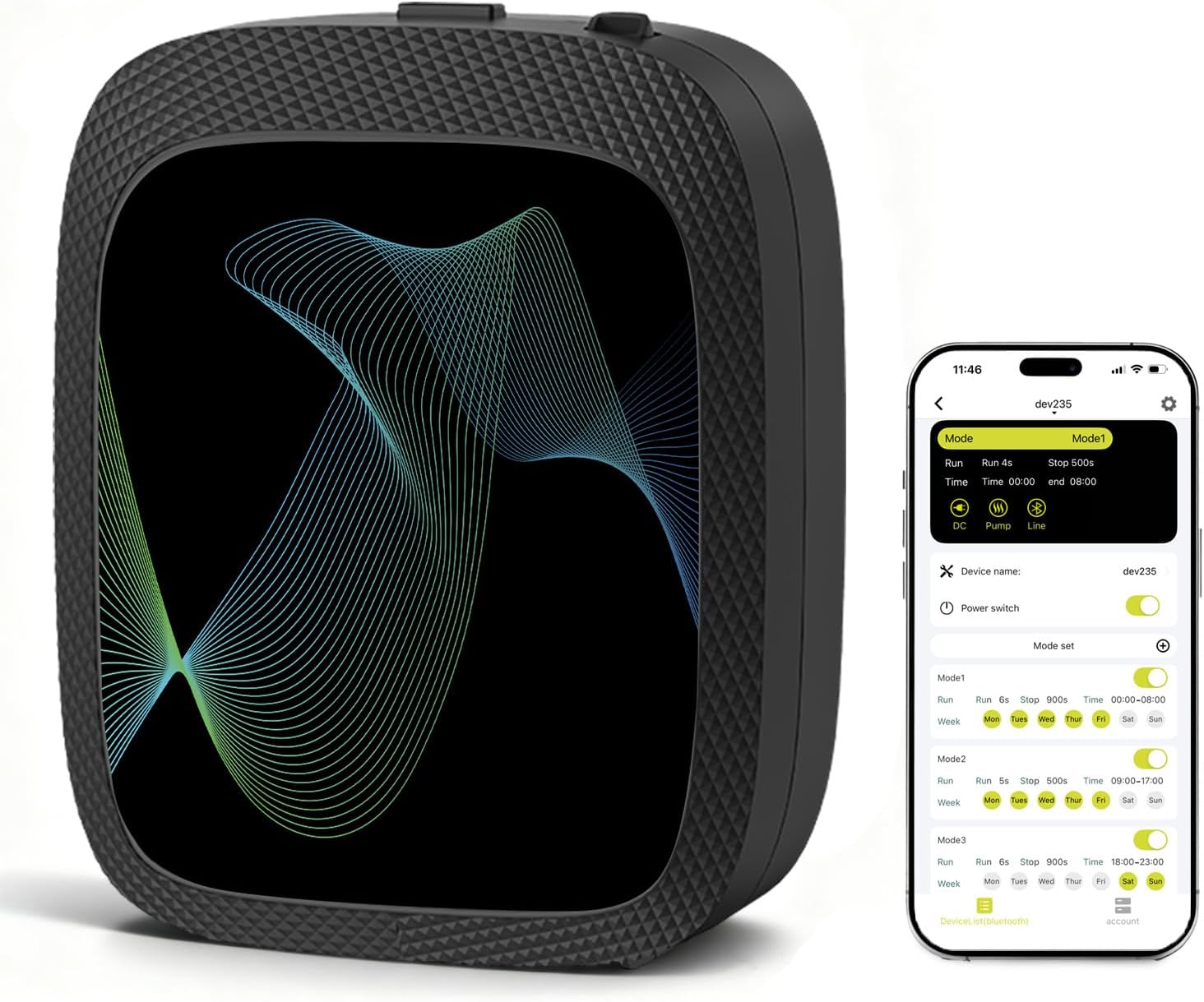 Waterless Essential Oil Diffuser Scent Air Machine for Home Large Room and Commercial Use, Up to 2000 sq ft, App & Panel Control, Dual Power Type-C/D Batteries (Black)