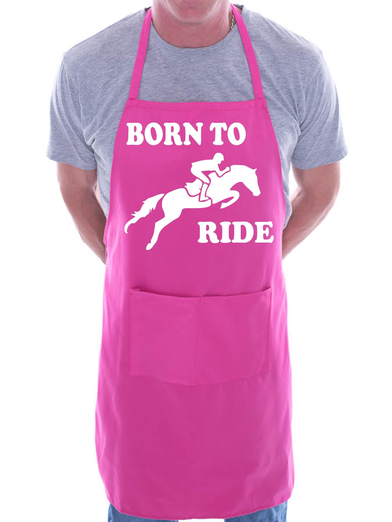 Print4U Born To Ride Horse Riding BBQ Cooking Funny Novelty Apron Pink