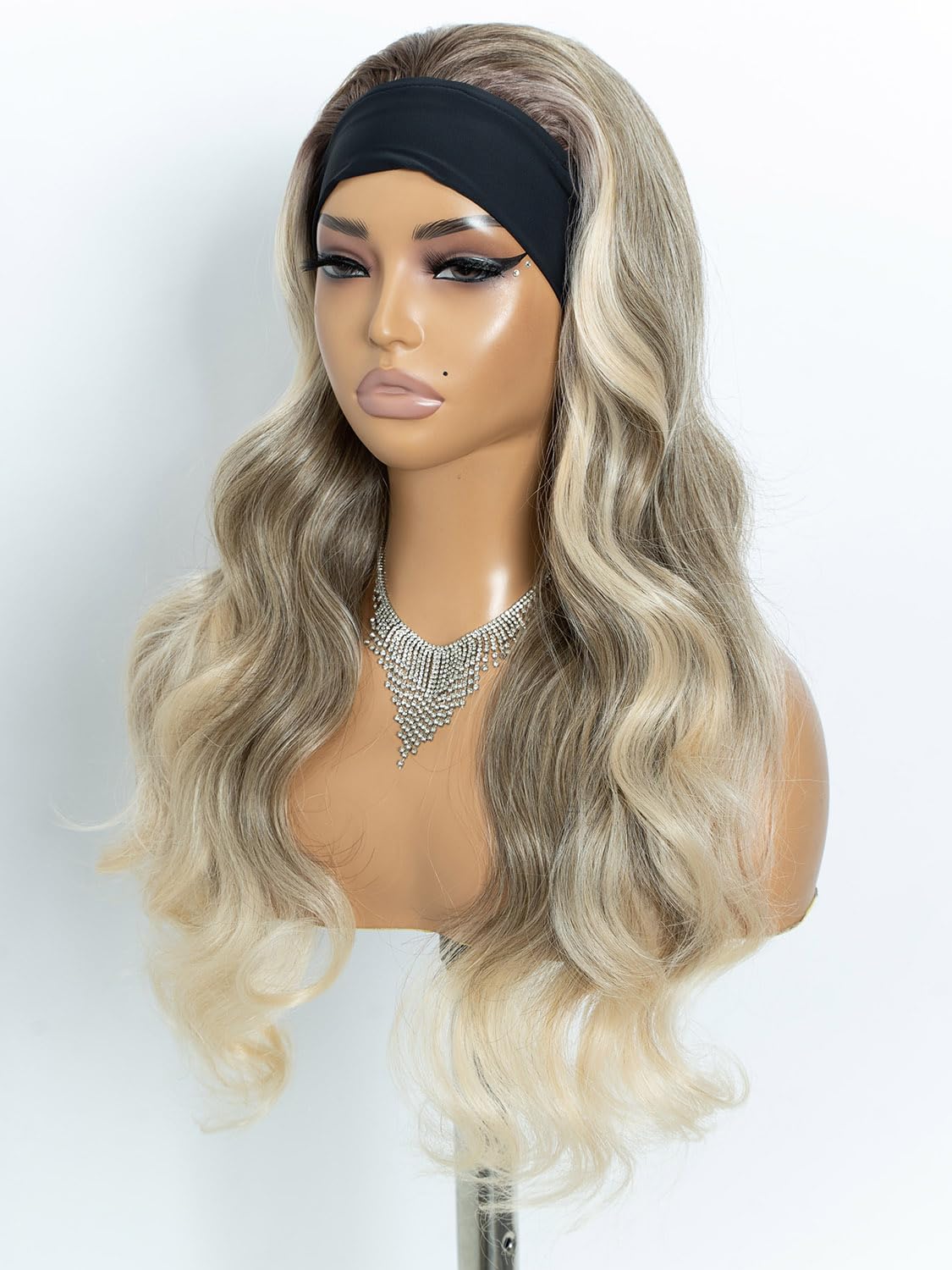 Joedir Long Body Wave Headband Wig Wear To Go Synthetic Wig for Women Natural Looking Glueless Wig for Daily Wear Ombre Blonde - Image 3