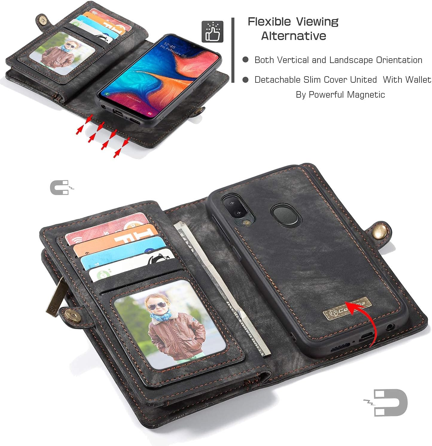 Bеѕt Dеаl Harsel 11 Card Slots [Magnetic Closure] Detachable PU Leather Wallet Purse Book Case with Zipper Pocket Removable Protective Hard Silicone Case for Samsung Galaxy A20 A30 (Black)