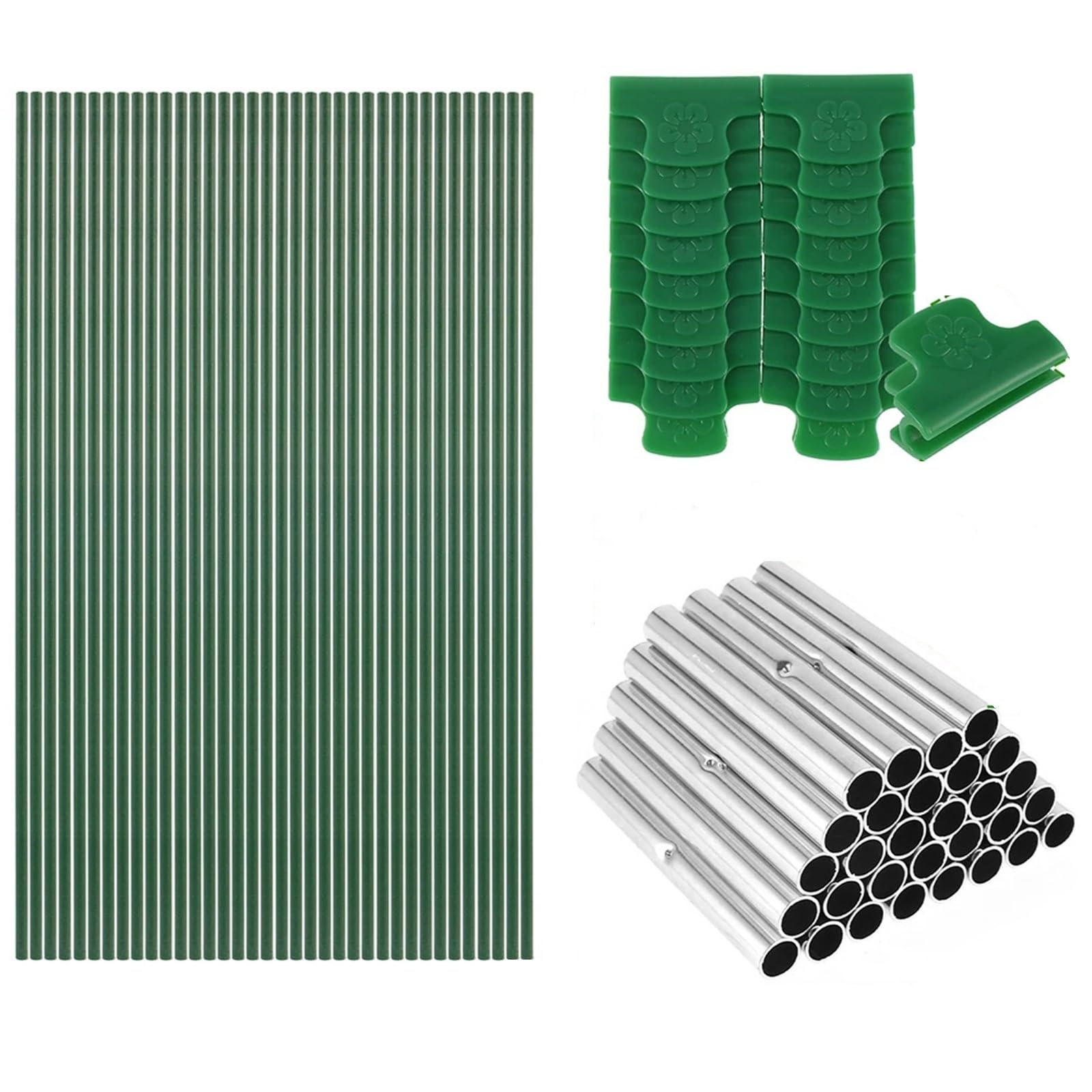 Folientunnel Bögen Gewächshaus-Reifen-Set, 43,2 cm lang, Abnehmbarer DIY-Stützreifenrahmen, großer Fiberglas-Gartenreifenrahmen mit 18 Befestigungsklammern(Type 1)