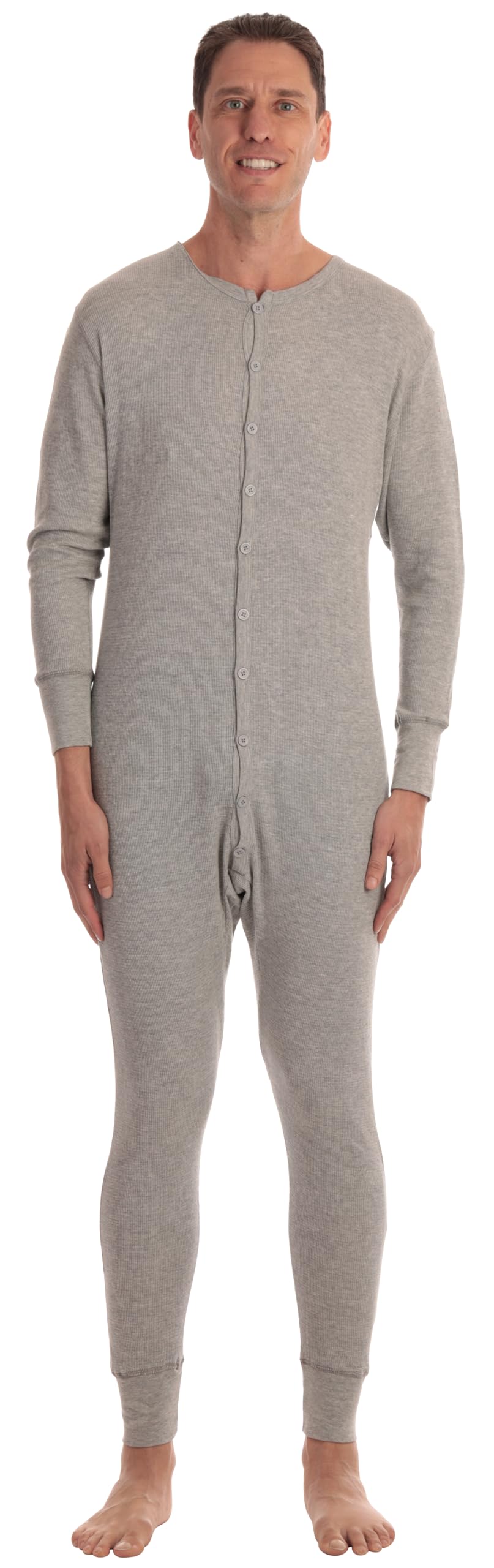 #followme Men's Solid Thermal Henley Adult Onesie