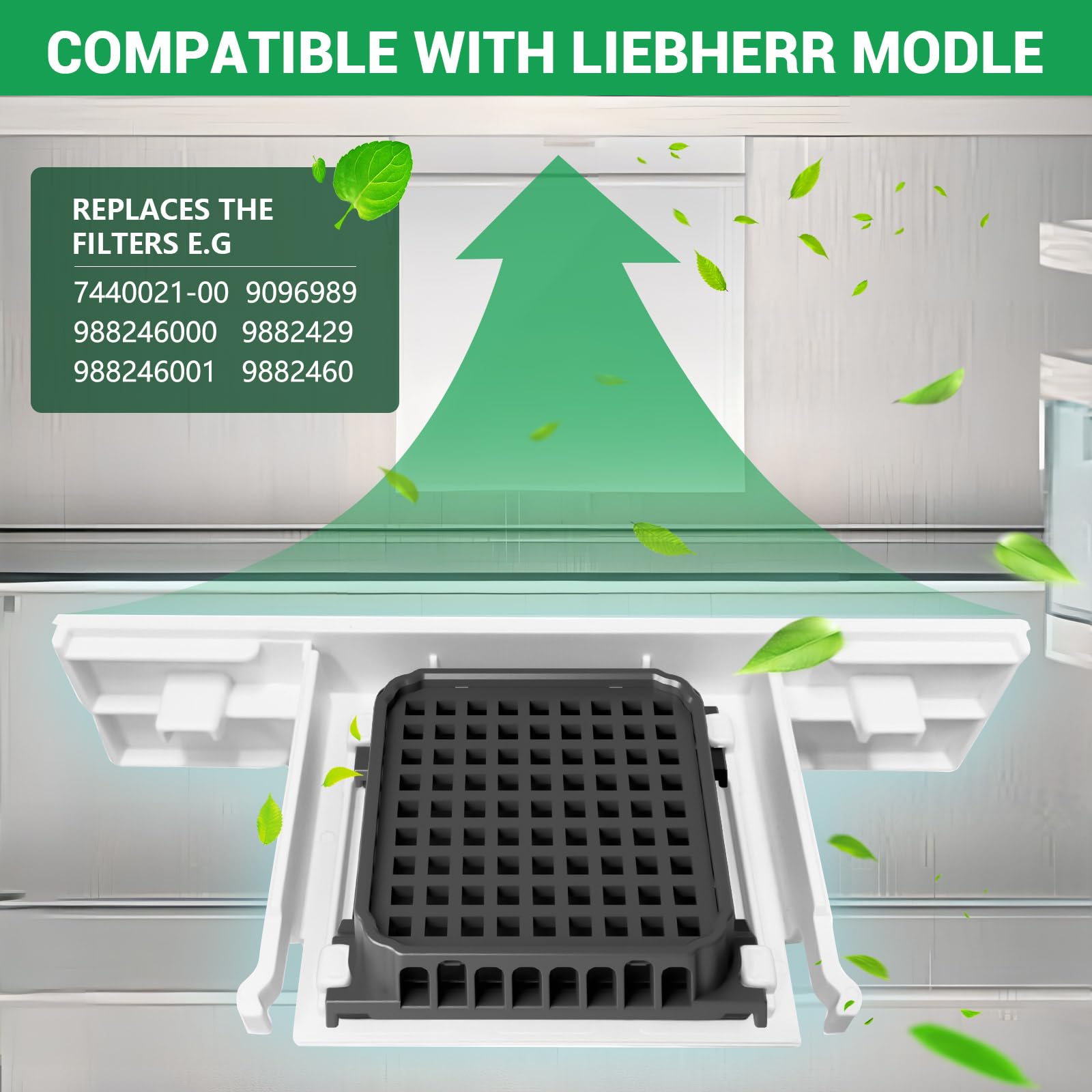 4 filtros Fresh Air para frigorífico Liebherr, filtro de carbón activo apto para 9096989, 988246000, 988246001, 9882429, 9882460, sustituye a 7440021-00