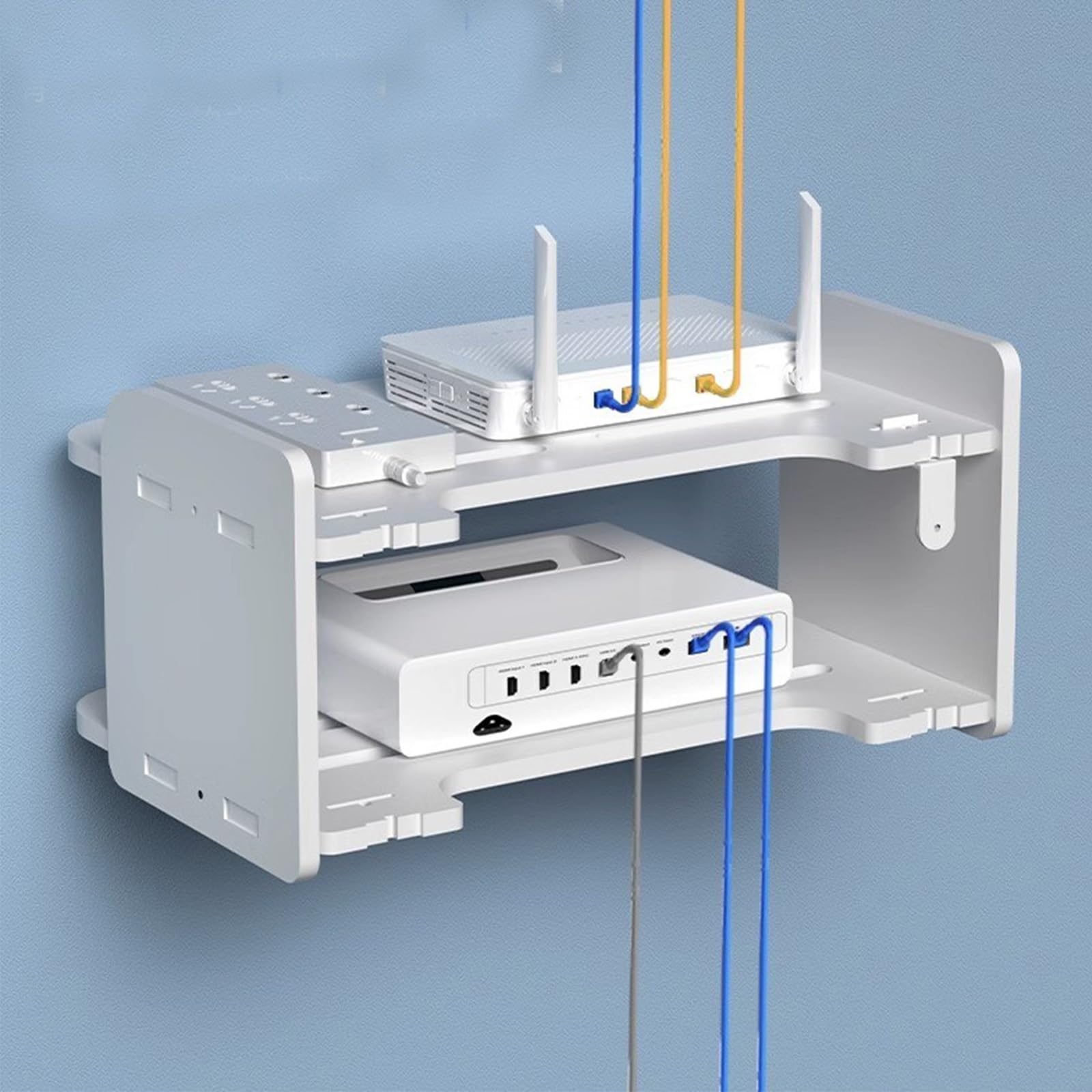 Scatola portaoggetti da parete per router, ripiano per la gestione dei cavi per TV Set-Top Box, mensola galleggiante per decorazione da parete, nero