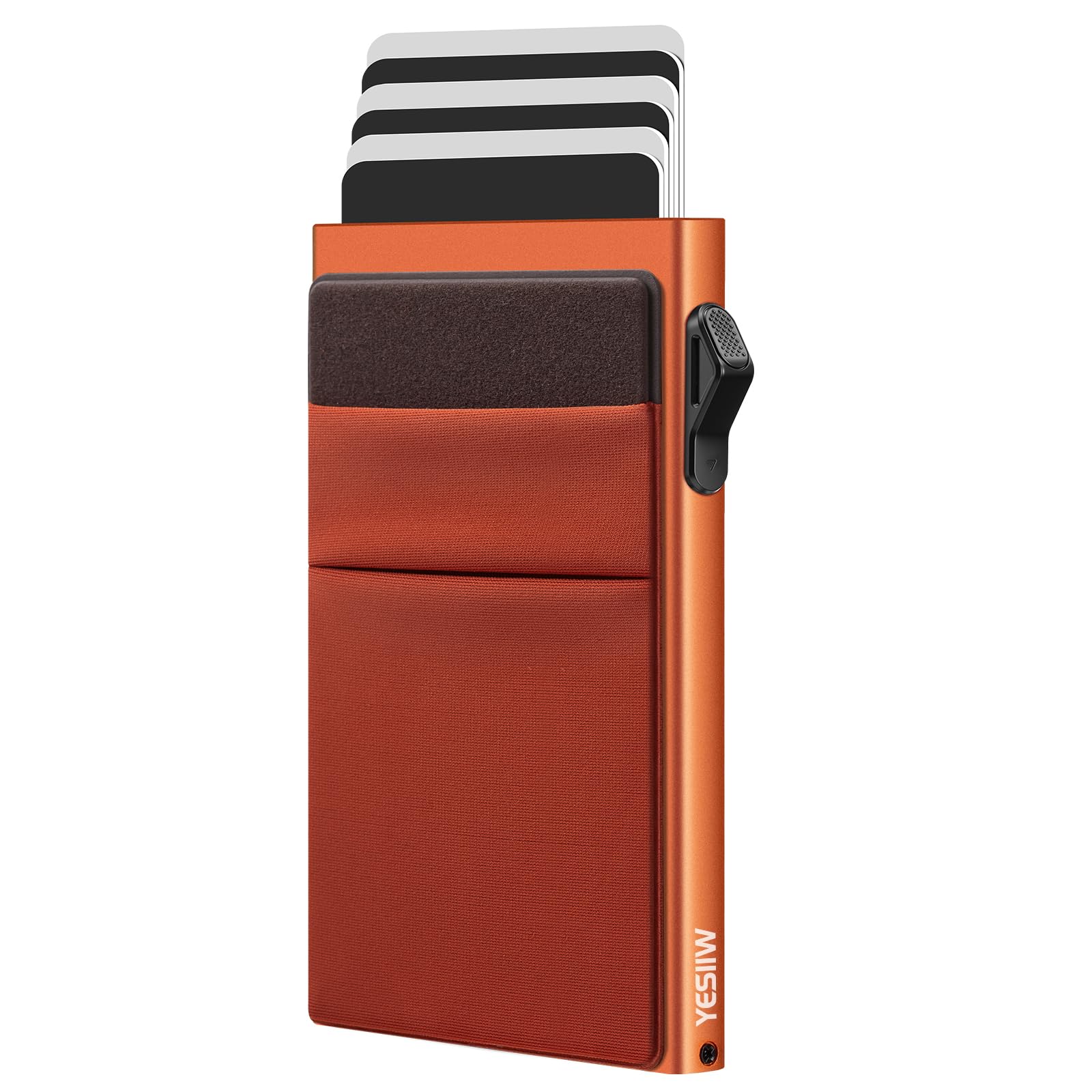 YESIIW Minimalistische Brieftasche-RFID-Schutz-Kartenhalter-Pop up Geldbörse-Schlankes Kartenetui mit Münzfach, Geldbörse Herren Klein Portmonee Slim Wallet for Men Orange