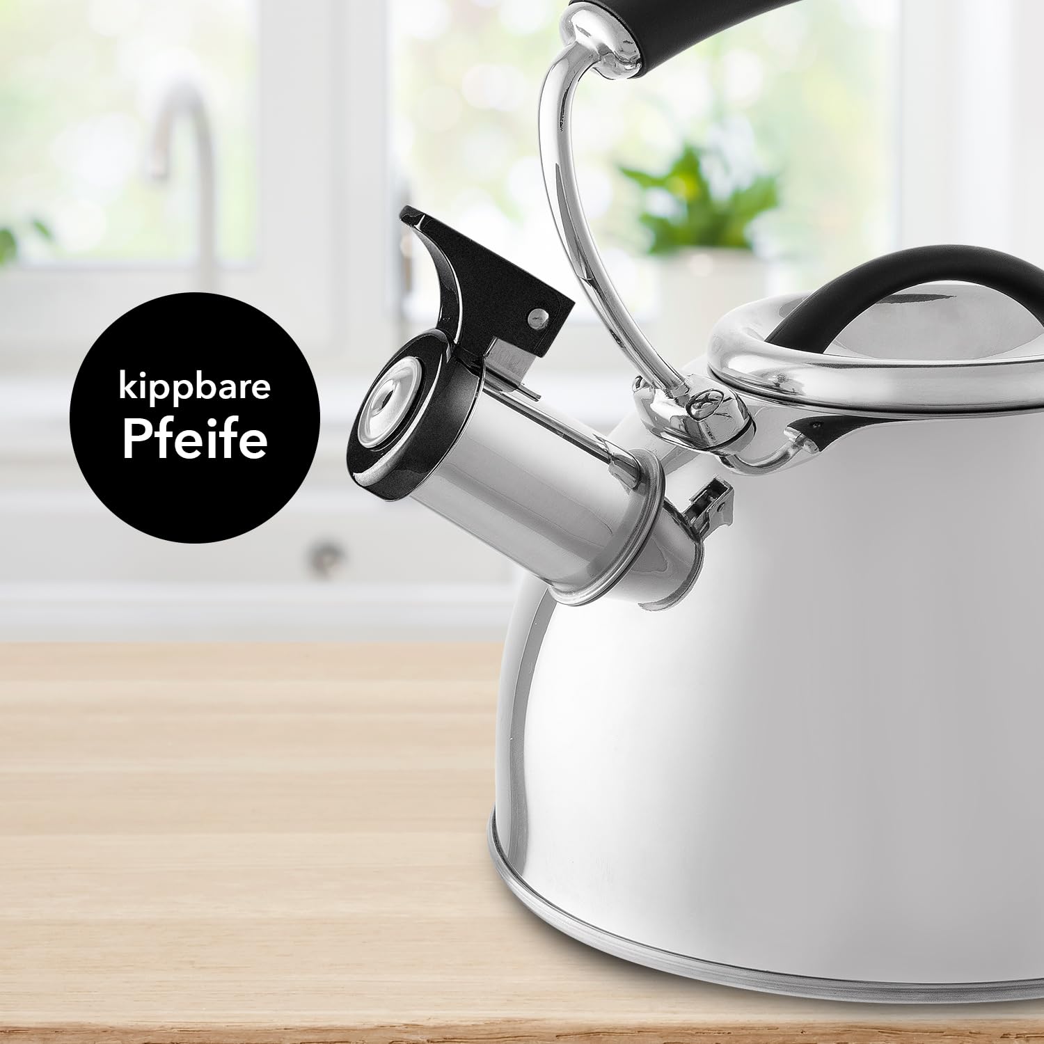 Florina Induction Kettle, Whistling Kettle, wszystko do różnych rodzajów kuchenek, 2,3 l, kuchenka ze stali nierdzewnej z uchwytem chłodzącym dotykowym, do herbaty i kawy, kuchenek szklanych lub