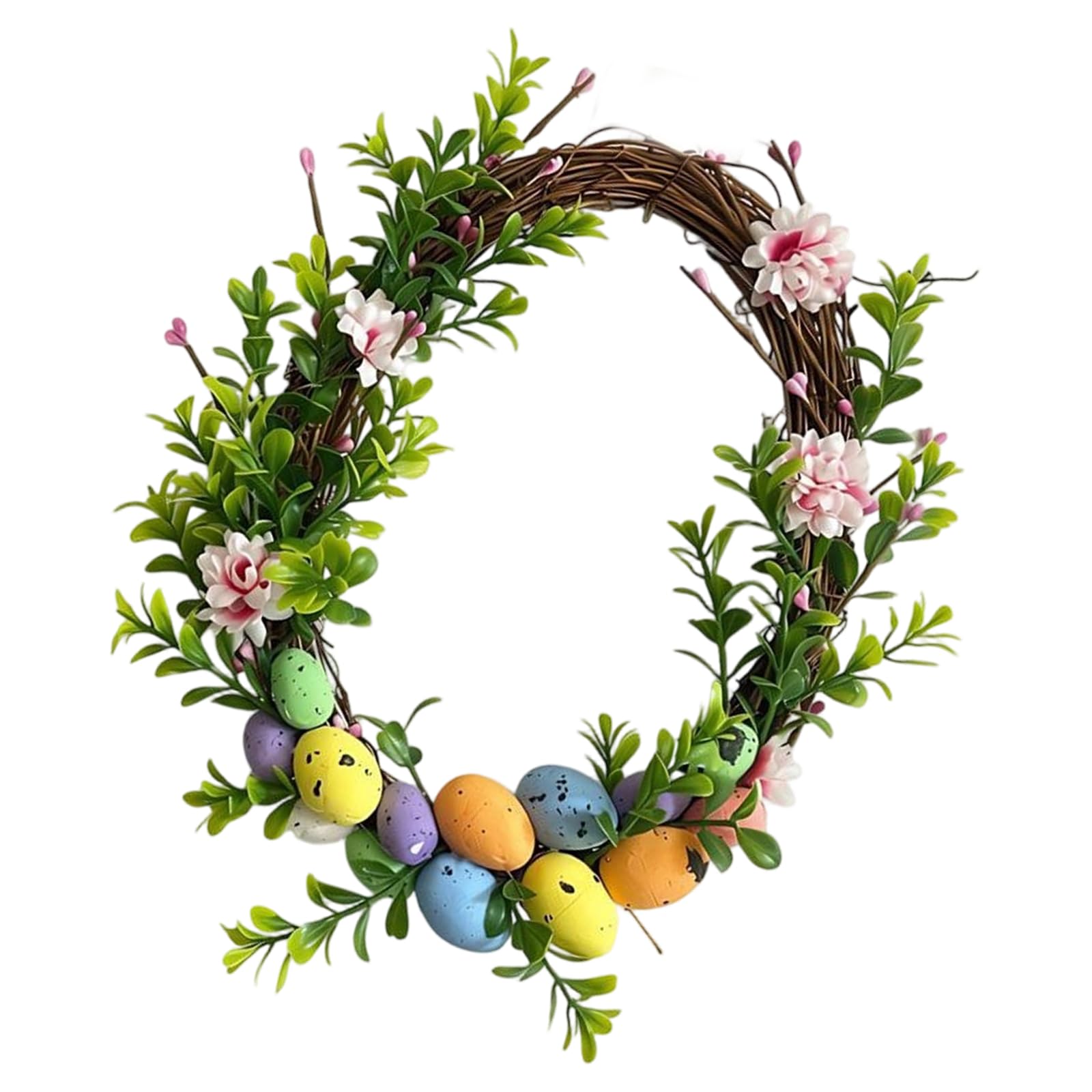 Sturdy Foam Easter Eggs Artificial Wreath for Spring Flower Decors Indoor Outdoors Use Fade Resistant Long Time Elegant Easter Themed Artificial Wreath Accessory