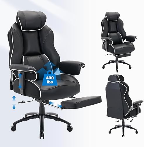 Miniatura 7 de DJWang Silla de oficina grande y alta con reposapiés, silla de oficina ejecutiva de respaldo alto, sillas ergonómicas con soporte lumbar, sillas