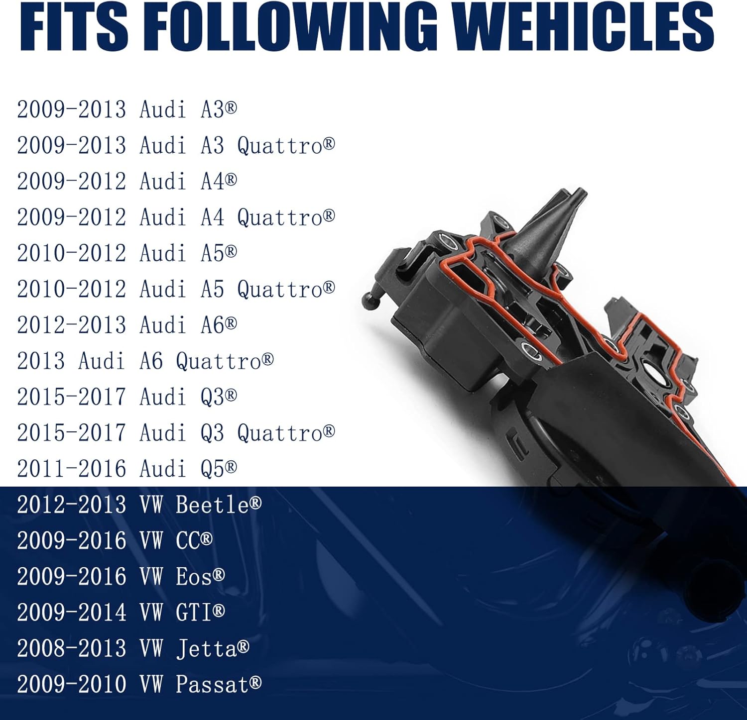 PCV Crankcase Vent Valve Breather Hose Kit Oil Separator Compatible with A3 A4 A5 Q5 TT VW Beetle CC Jetta Passat Seat Skoda Replaces 06H103495 06H103495B