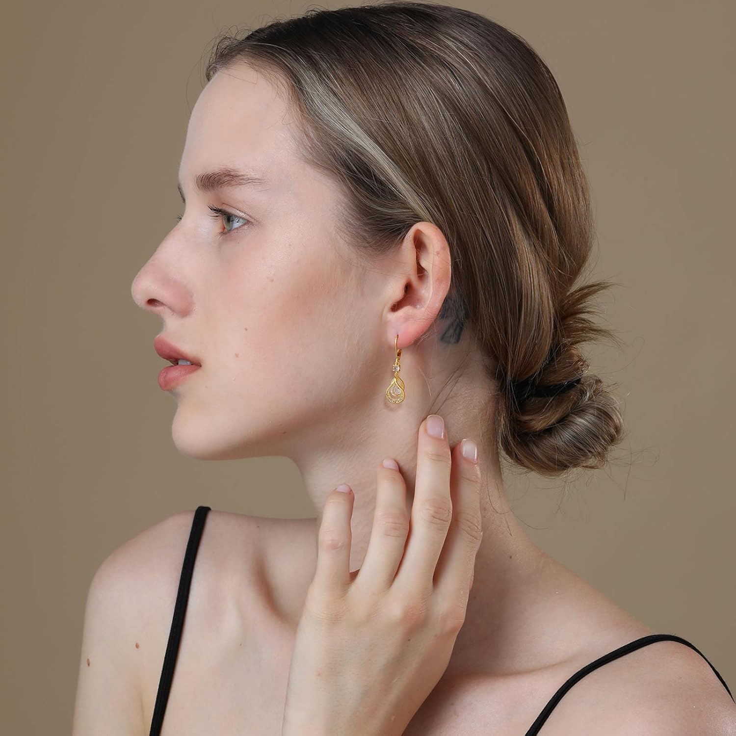 Easter Basket Stuffers - Dangle Trendy Leverback Birthstone Earrings 14K Sliver/Gold/Rose Gold Plated Teardrop Dangle Earrings Fine Jewelry Birthday Christmas Gifts for Women - Image 3