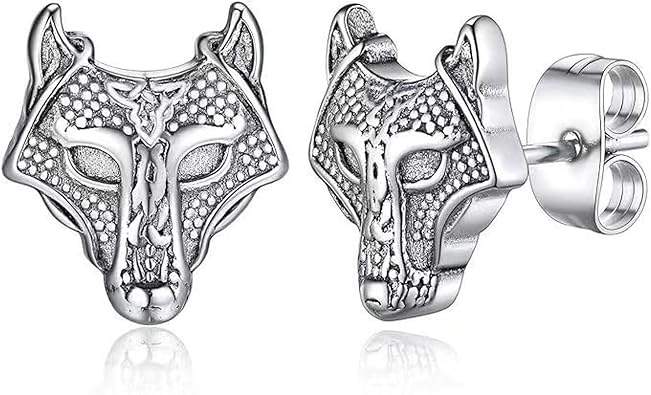 Celtic Wolf Norse Viking Jewelry Sterling Silver/Stainless Steel Stud Earrings