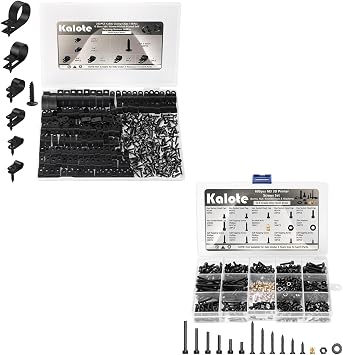 292PCS Cable Clips for Cable Management Cord Organizer, 6 Sizes-3/16 1/4 3/8 1/2 3/4 1 Black PA66 Nylon and 600PCS M3 Screw Assortment, M3*8mm/10mm/12mm/16mm/20mm/30mm