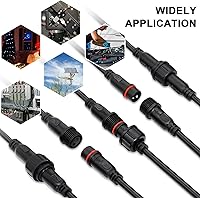 Vista 2 de Conector de tira LED de 2 pines 18AWG IP65 macho hembra 7.87 pulgadas, cable de extensión para automóvil, camión, barco, conector LED impermeable