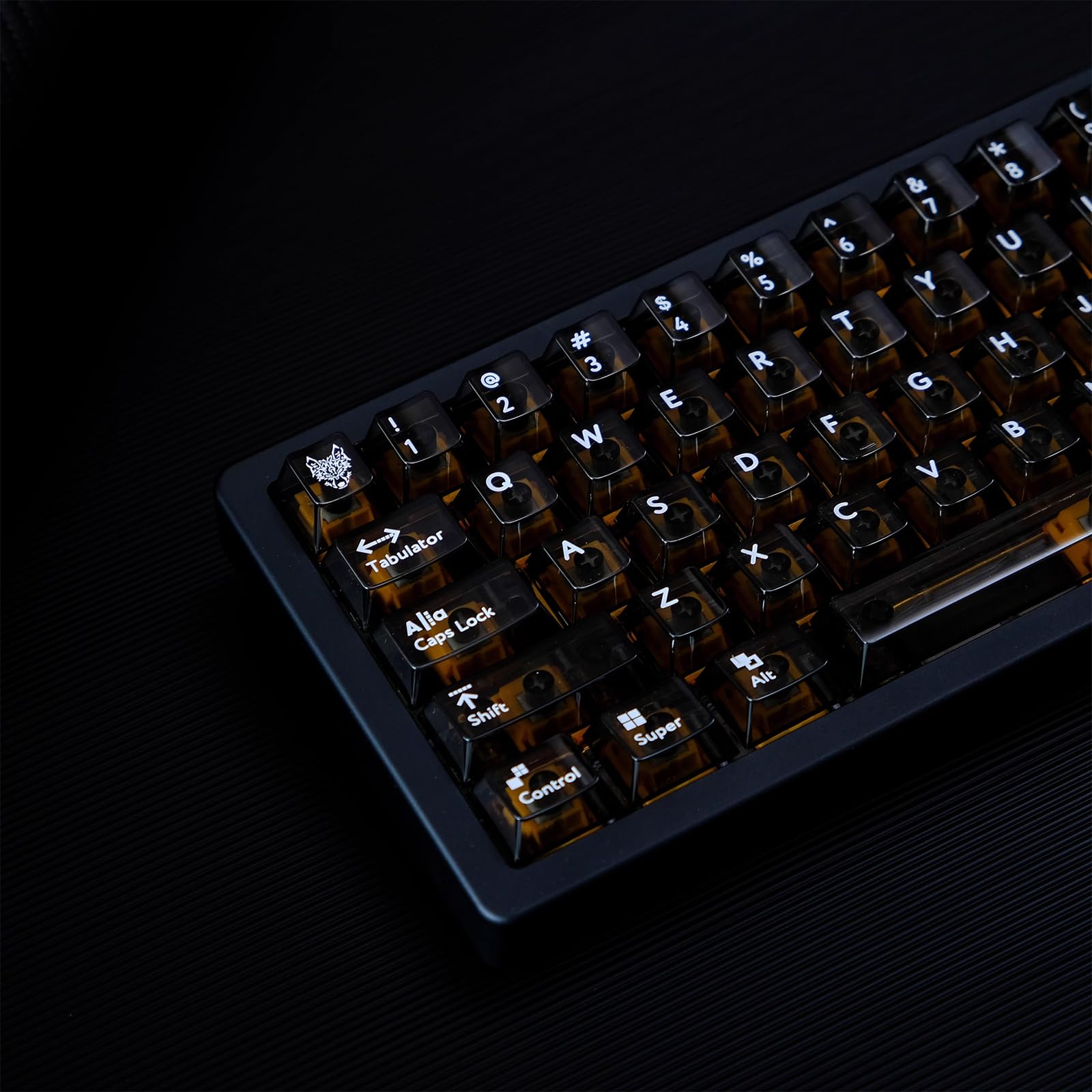 Sumgsn 114 Keys Black Transparent Keycaps PC Cherry Profile UV Print Keycap Set Fit for 60% 65% 75% Mechanical Keyboard Cherry Mx Switches-image-32