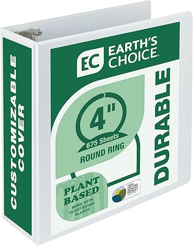 Miniatura 25 de Samsill Anillo redondo duradero de 3 pulgadas a base de plantas, fabricado en EE. UU., carpeta de visualización, ecológico, certificado de base