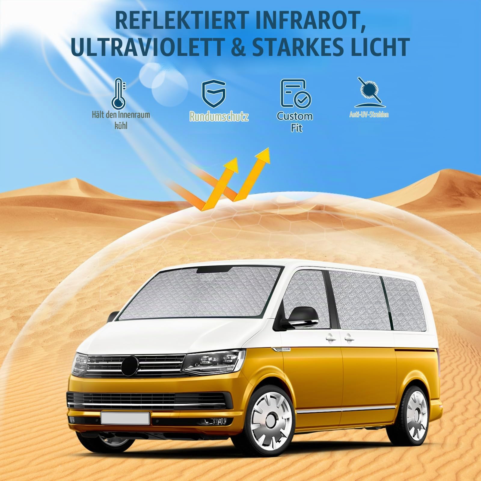8PCS Sonnenschutz Auto Frontscheibe für VW T6 T6.1 SWB
