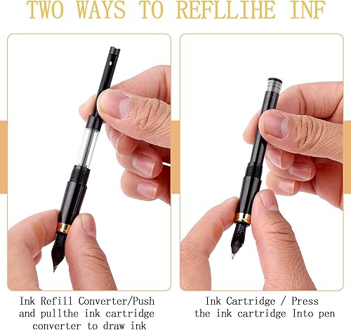 Miniatura 6 de cobee Pluma estilográfica de metal con 3 puntas diferentes, pluma estilográfica de lujo incluye punta mediana extrafina, pluma de caligrafía de