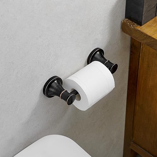 Miniatura 2 de RUMOSE Portarrollos de papel higiénico para baño, mango de tejido pivotante flexible en la pared, bronce aceitado frotado a prueba de óxido, acero
