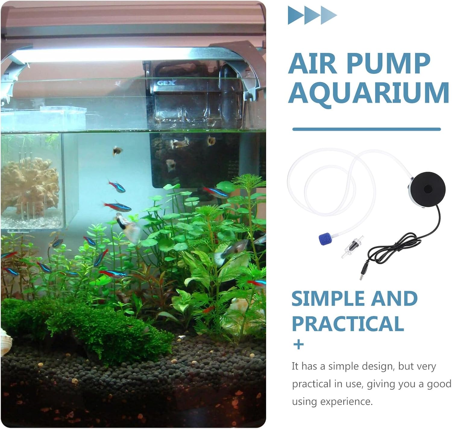 COLLBATH Quiet USB Oxygen Pump for Small Aquarium Fish Tank Bubbler, Portable Air Pump with Single Air Outlet, Indoor Aquarium Accessories Compatible with 110v Power image 3