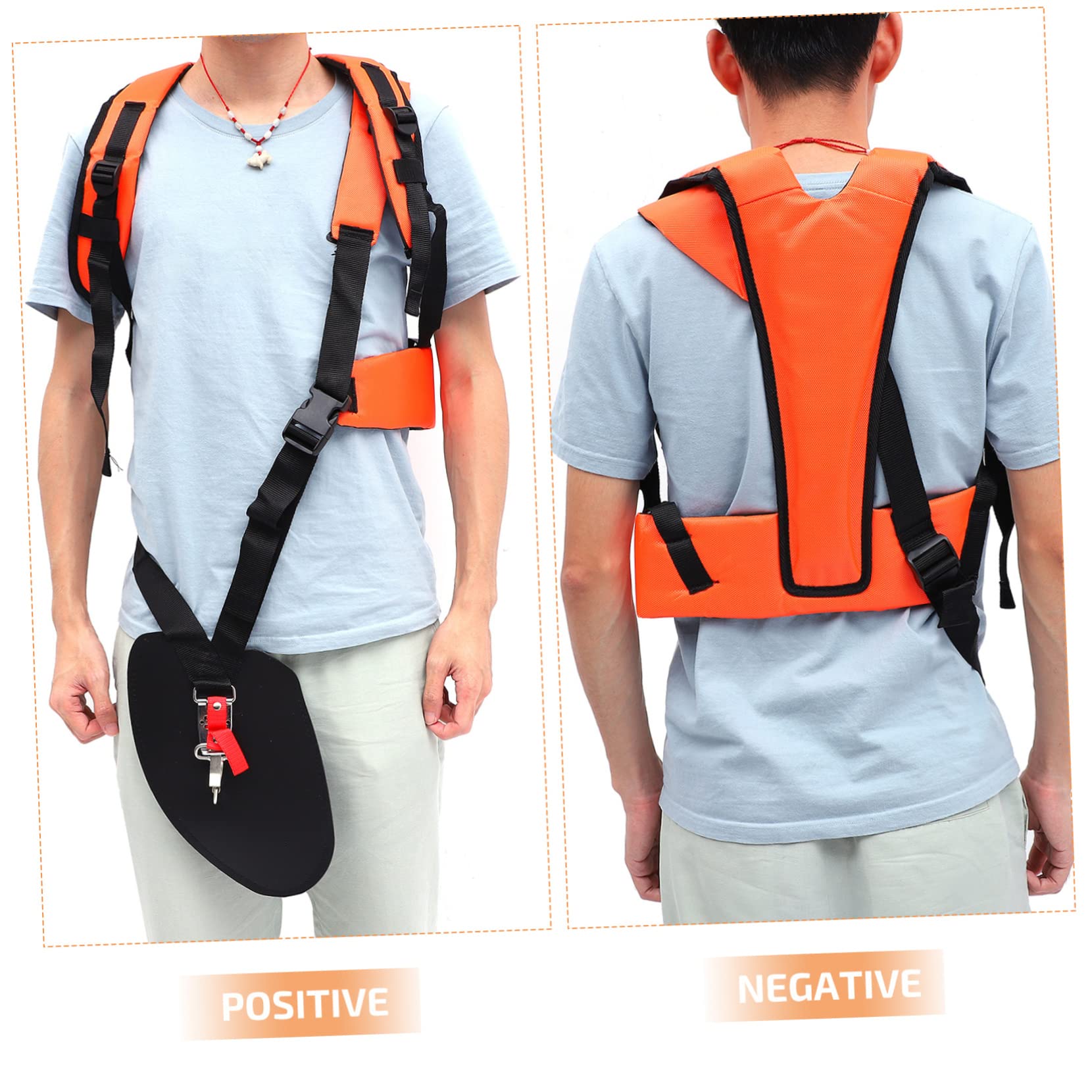 Mipcase Imbracatura Decespugliatore Doppia Spalla e Acciaio Inossidabile, Comoda da Usare Riduzione della Pressione, Confezione da 2 Pezzi Arancione per Giardinaggio