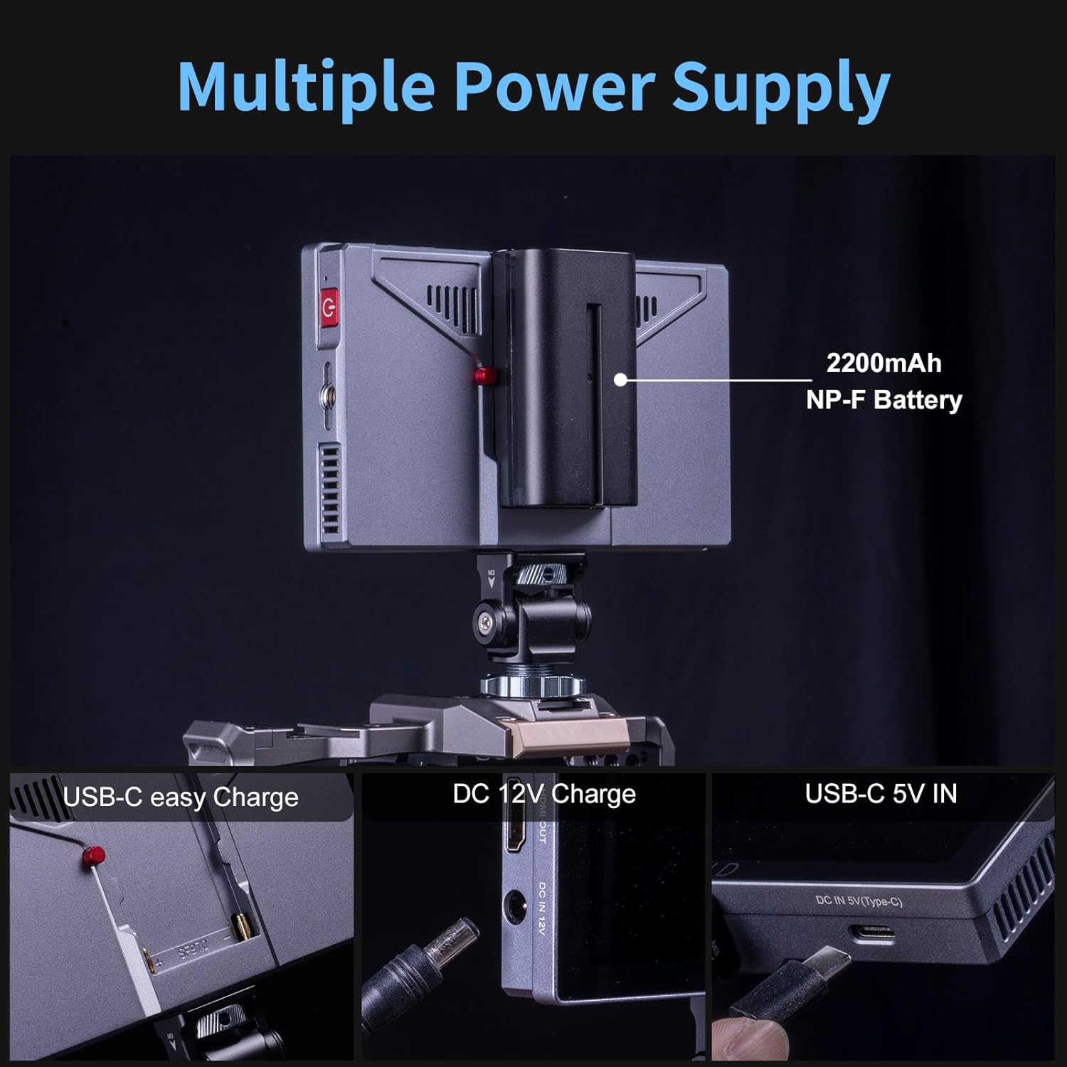 FEELWORLD P6X 5.5" Aluminum Camera Monitor + 4400mAh Battery + Case, 1000nits DSLR Field Touch Screen, HDR, 4K 60Hz HDMI, 3D LUT, Waveform Peaking Focus Zebra