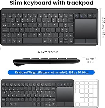 INFINMIND Wireless Keyboard with Trackpad, Multi-Touch Big Size,USB Plug-and-Play, Multi-Device Wireless Bluetooth Keyboard with Touchpad suitable for Windows,Laptop,Android,Chrome OS