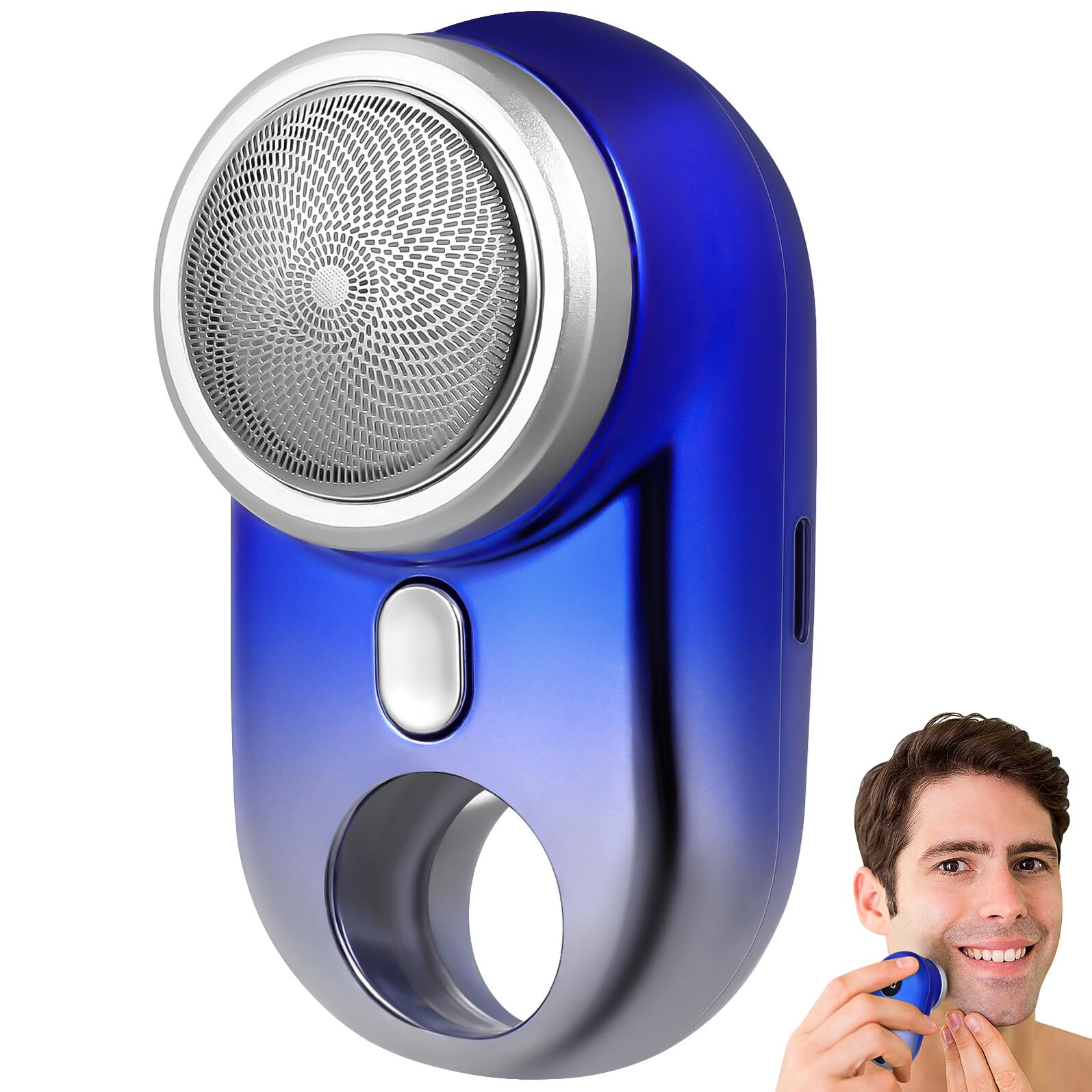 Homoyoyo Rasoio Elettrico Portatile Mini per Uomo Rasoio Ricaricabile USB Tascabile Display Digitale Adatto per Casa Viaggi e Uso Quotidiano Sfumatura Blu