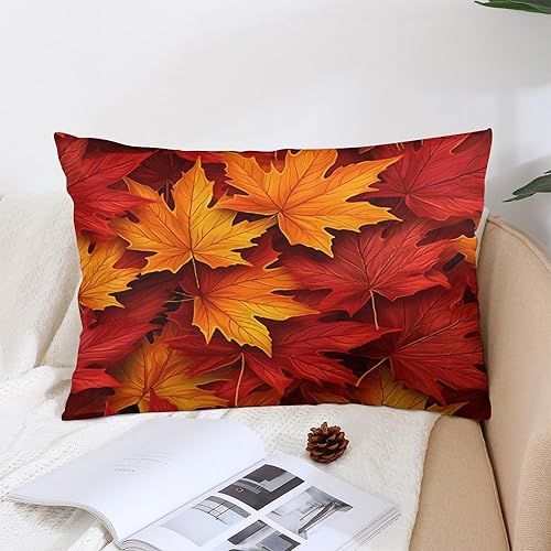 Miniatura 10 de Almohadas de exterior para muebles de patio, diseño vintage de hojas de arce doradas, fundas de almohada de otoño de Acción de Gracias, tamaño Queen