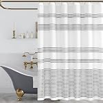 Lazzzy Rideau de douche noir et blanc pour le tissu de salle de bain rayé Boho Rideaux de douche dans la ferme de bain moderne 70x72 pouces 1 Groupe