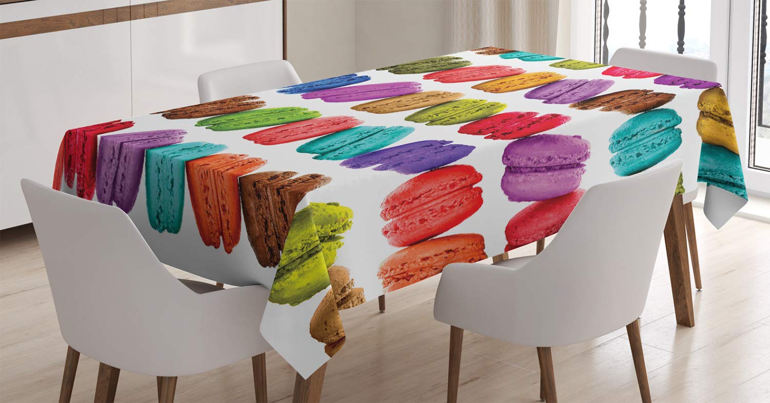 ABAKUHAUS Tovaglia Rettangolare 140x240 Cm, Motivo Coffee Shop Cookies, Resistente Alle Macchie, Poliestere - 3