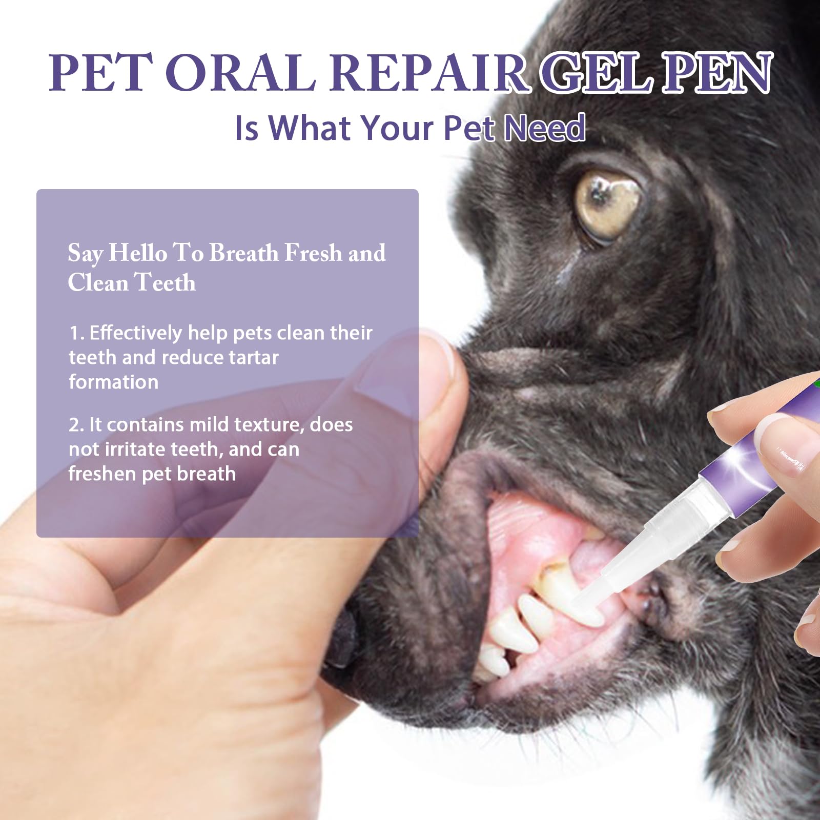 2 Pieces Pet Toothbrush and Oral Repair Gel Pen for Dogs Teeth Cleaning and Whitening, 1 count (Pack of 2) - Image 3