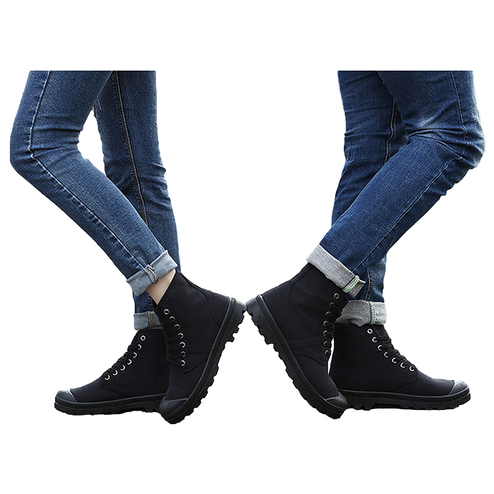 ANUFER Unisex Uomo Donna Caviglia Alta Stivali di Tela Allacciate Informale Sneakers