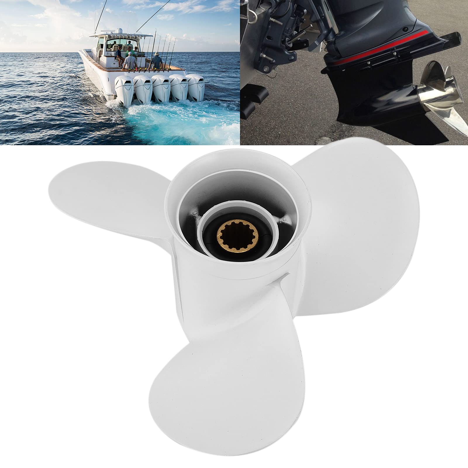EBTOOLS Hélice fueraborda de alto empuje de 11x15 pulgadas de repuesto para motores de 25 a 60 HP con 3 palas y 13 dientes estriados