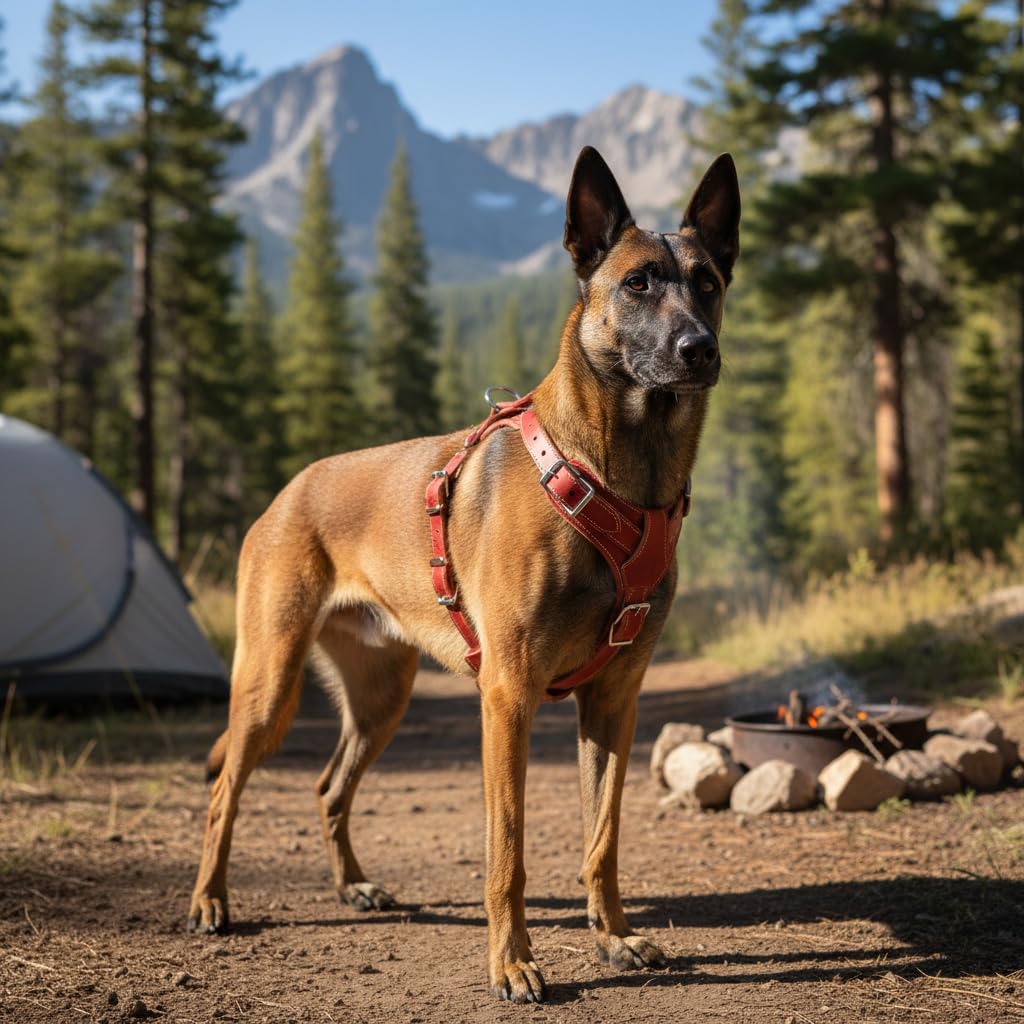 JACK AND VANILLA, Arnés de Piel Resistente Rojo para Perro, Ajustable de 65 a 90 cm, Ancho 25 mm, diseño Elegante y Seguridad óptima para Tus Paseos, Modelo de Piel