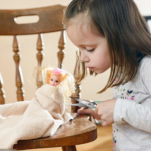 Miniatura 5 de Creechwa Tijeras pequeñas multiusos de 6.3 pulgadas, hoja de acero inoxidable con mango acrílico, tijeras de manualidades para oficina, escuela,