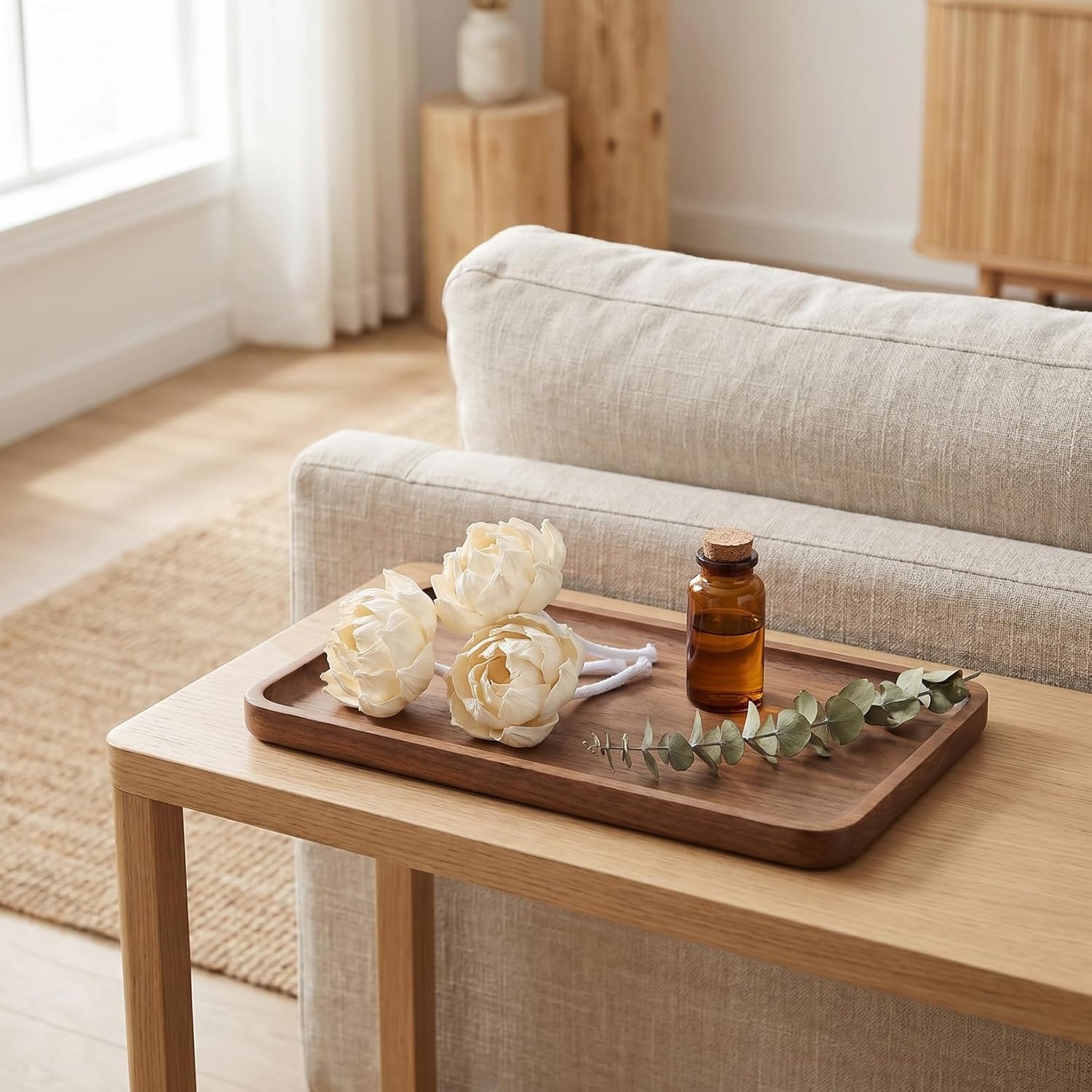 3Pcs Flower Diffuser White Peony Cotton Rope