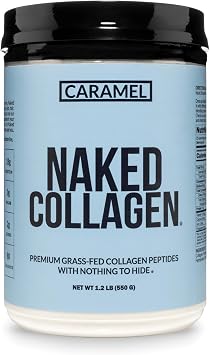 NAKED Caramel Collagen Peptides Protein Powder, 25 Servings, Pasture-Raised, Grass-Fed Hydrolyzed Collagen Supplement, Paleo Friendly, Non-GMO, Keto, Gluten Free, 20oz