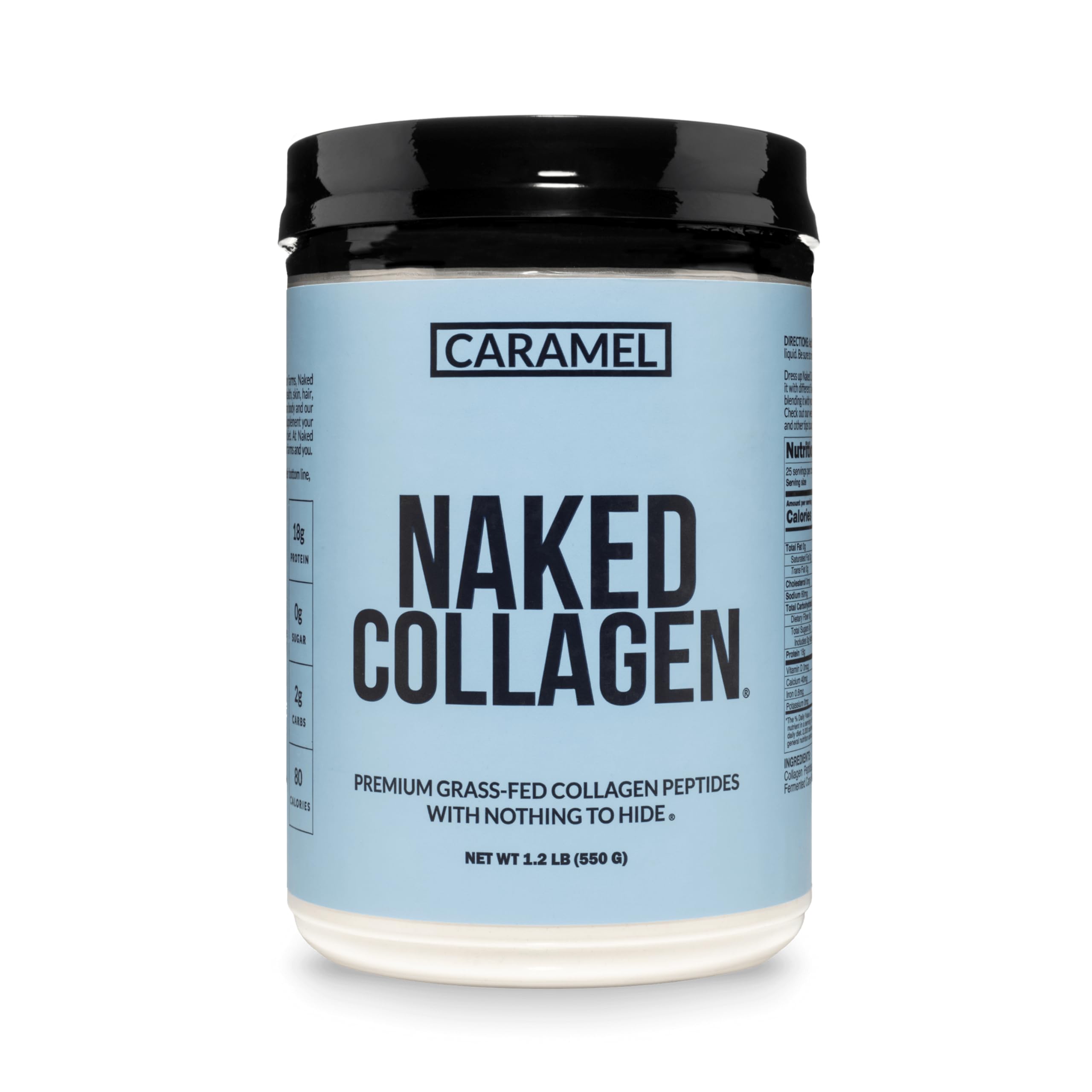 NAKED Caramel Collagen Peptides Protein Powder, 25 Servings, Pasture-Raised, Grass-Fed Hydrolyzed Collagen Supplement, Paleo Friendly, Non-GMO, Keto, Gluten Free, 20oz Caramel 25 Servings (Pack of 1)