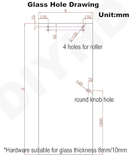 Miniatura 3 de DIYHD Puerta de granero de cristal de cierre suave de 6 pies, acero inoxidable, mecanismo de cierre suave, riel de puerta corrediza de vidrio de