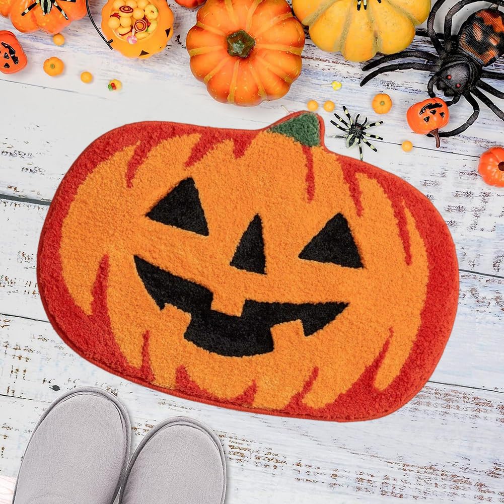 Baccessor Halloween-Küchenmatten-Set – 2-teilig Mit Kürbis, Katze & Spinnennetz, Rutschfest, 43,2 X 73,7 Cm