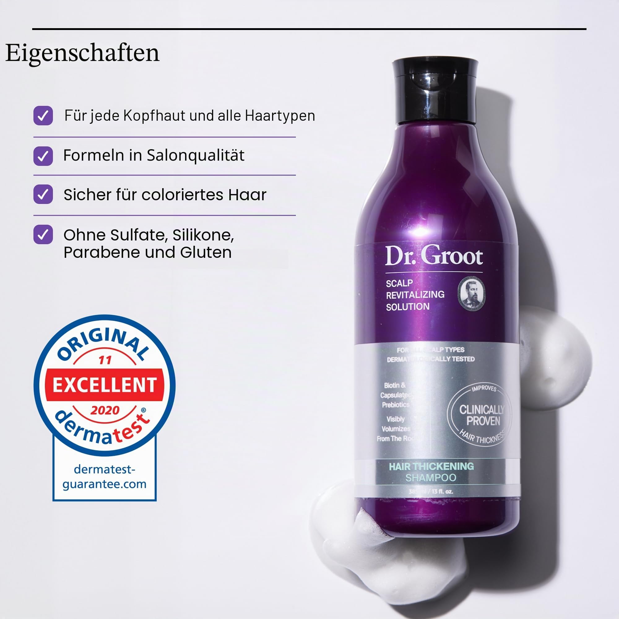 Dr. Groot Scalp Revitalizing Solution Hair Thickening Shampoo | Mit Biotin und Prebiotics | Klinisch hilft sichtbar Volumize Thin, Damaged oder trockenes Haar, 385 ml