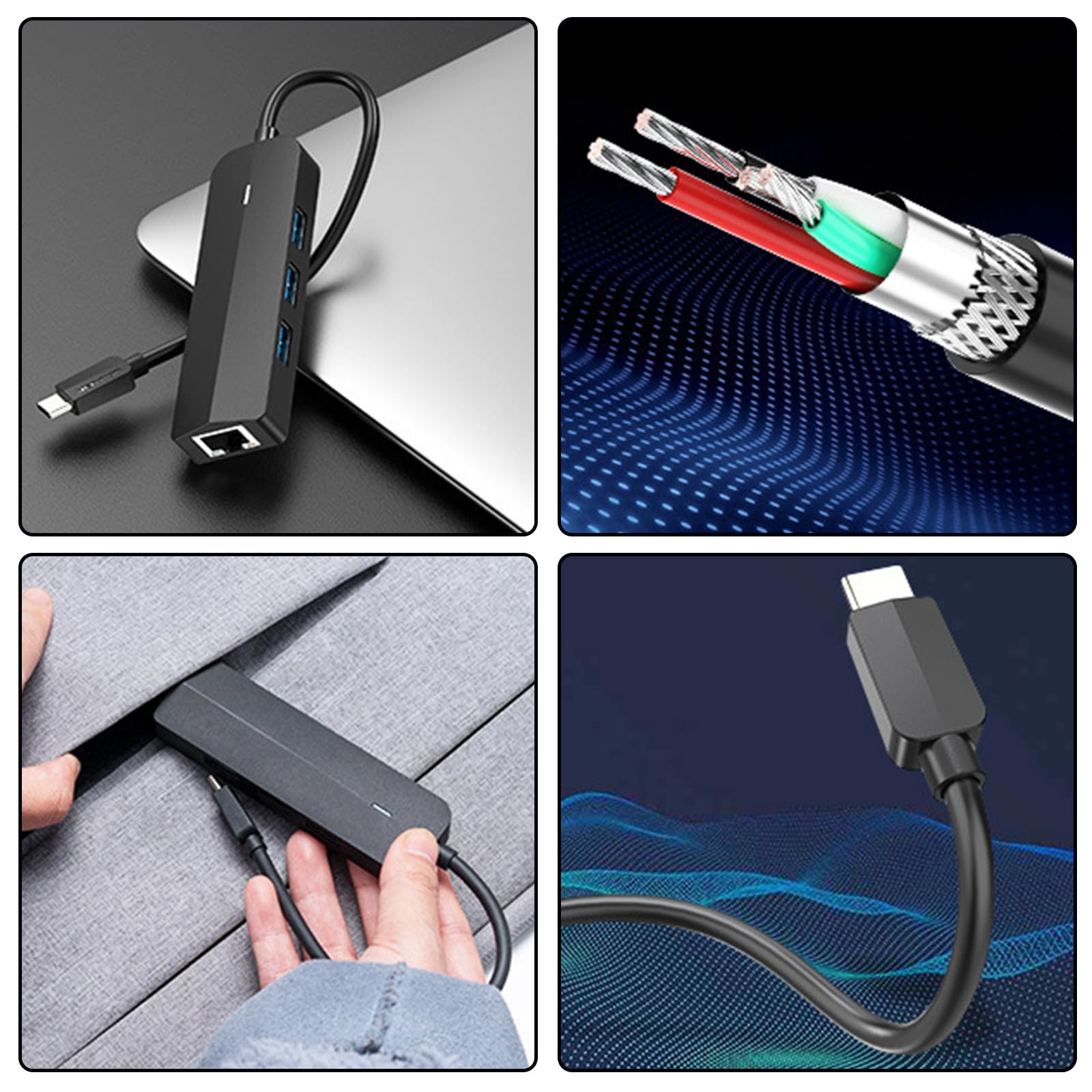 Eficiente adaptador convertidor USB C a RJ45 Gigabit Ethernet con 3 puertos USB 3.0 para una red sin problemas centro USB C con Ethernet