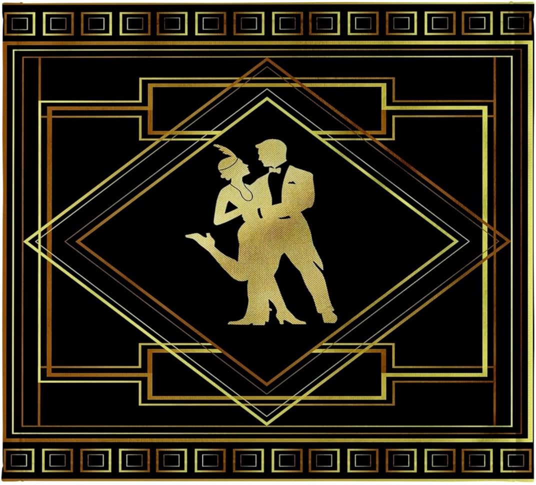 3dRose Image of Dancing Roaring Twenties Couple in Black Gold Geometric 22x30 Bath Hand Pool Towel