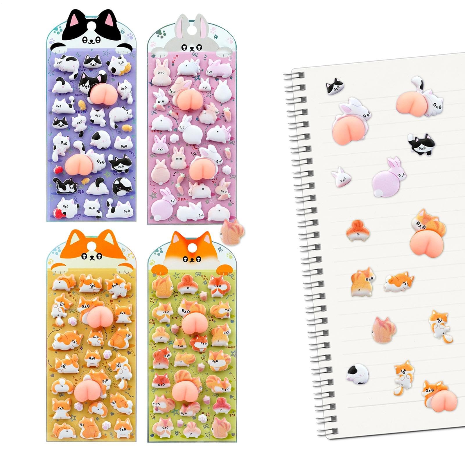 Mini pegatinas de animales para personalizar tu portátil y cuadernos con un bonito diseño 3D