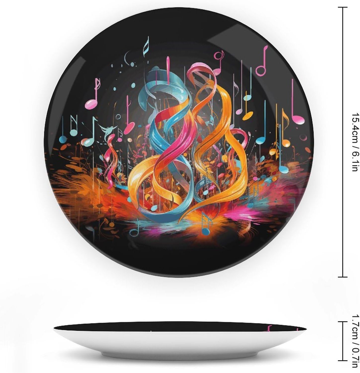 Colorful Musical Note Bone China Decorative Plate with Stand 6inch image 2