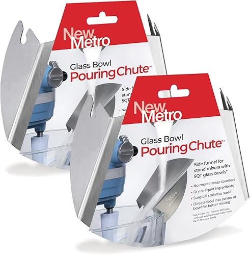 New Metro Design KitchenAid - Juego de 2 canaletas de vertido para tazones mezcladores de soporte de vidrio, funciona con tazón mezclador de vidrio