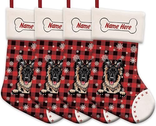 Vista 12 de Foto personalizada, Feliz Navidad, búfalo rojo, a cuadros, calcetín de Navidad para perro, copo de nieve, chimenea, decoración de vacaciones